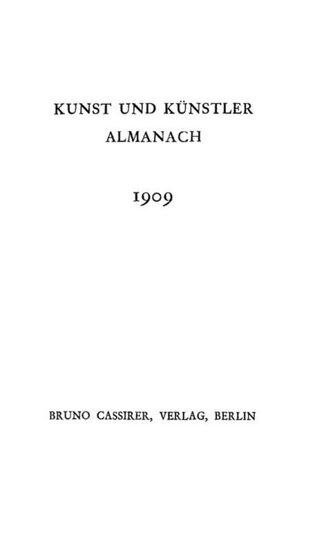 Kunst und Künstler Almanach 1909