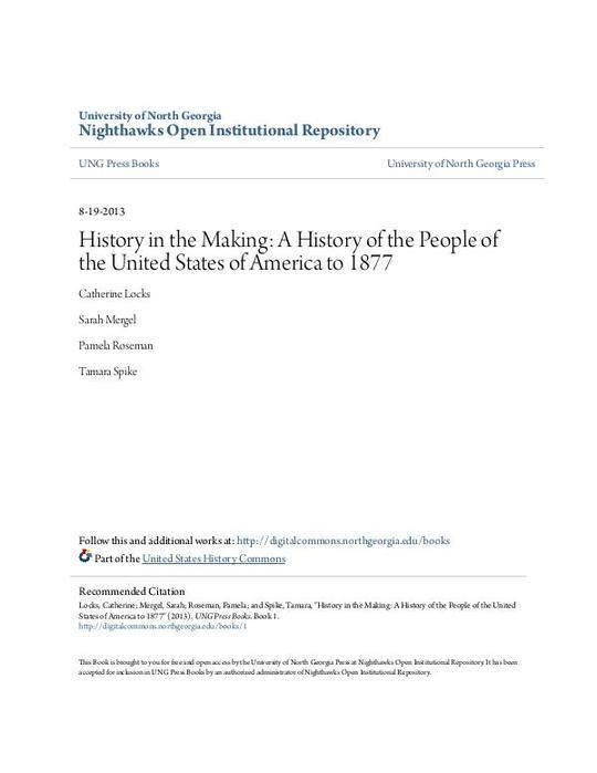 History in the Making: A History of the People of the United States of America to 1877