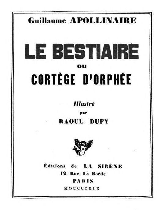 Le bestiaire: ou Corte?ge d'Orphe?e