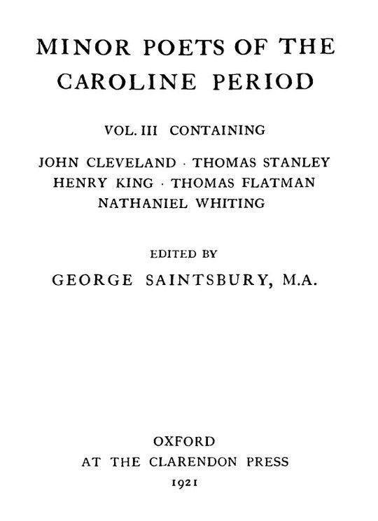 Minor Poets of the Caroline Period, Vol III