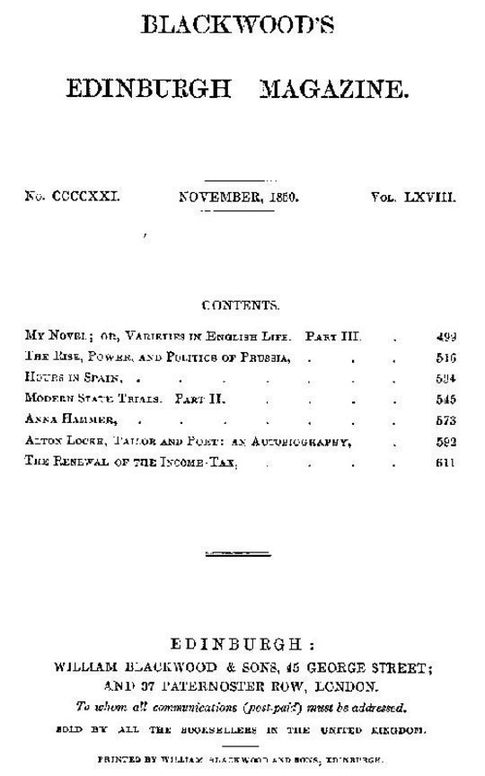 Blackwood's Edinburgh Magazine, Volume 68, No. 421, November 1850