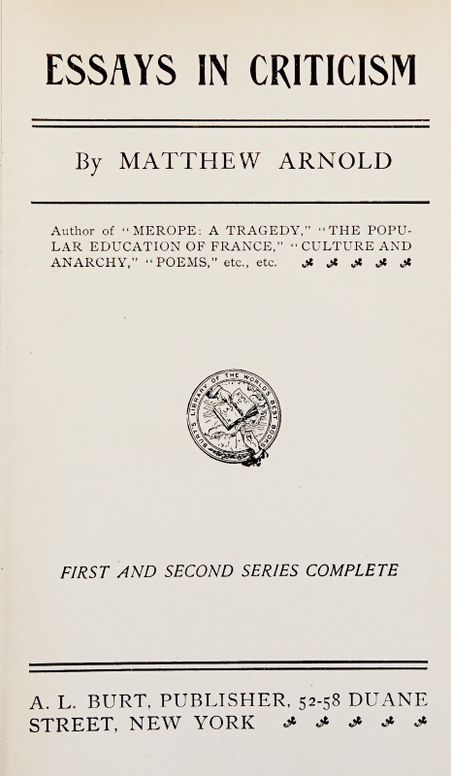 Essays in criticism
