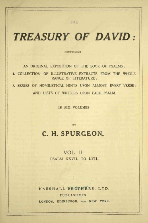 The treasury of David, Volume 2 (of 6), Psalm 27-57