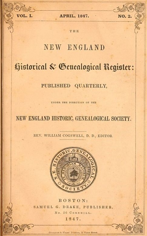 The New England Historical & Genealogical Register, Vol. I., No. 2, April 1847