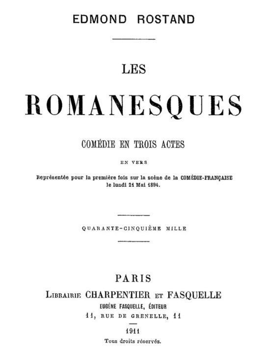 Les Romanesques
comédie en trois actes en vers