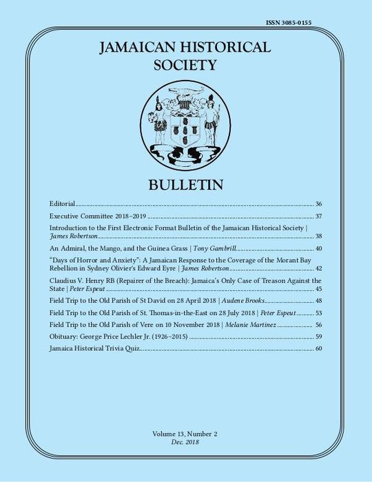 Jamaican Historical Society Bulletin, Vol. 13, No. 2