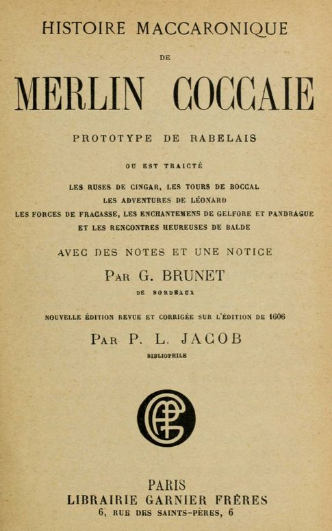 Histoire maccaronique de Merlin Coccaie