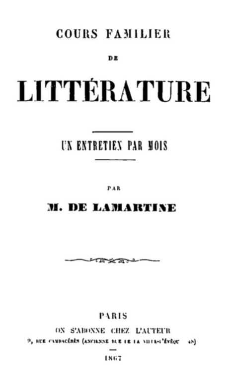Cours familier de Littérature - Volume 23 Un entretien par mois