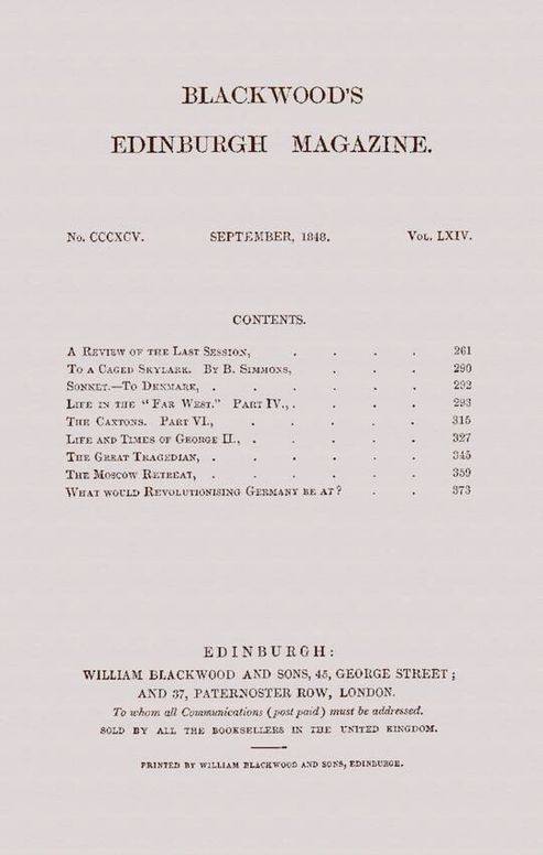 Blackwood's Edinburgh Magazine, Vol. 64, No. 395, September, 1848