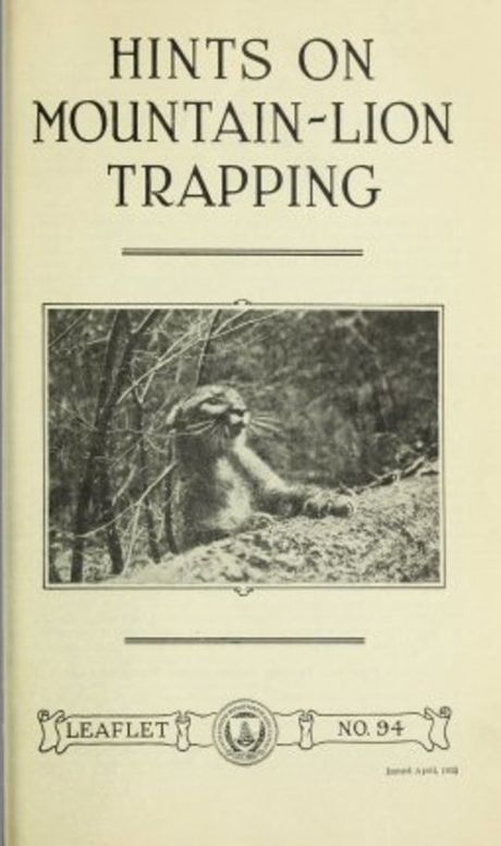 Hints on Mountain-Lion Trapping USDA Leaflet No. 94