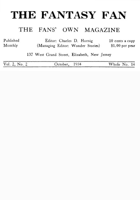 The Fantasy Fan, Volume 2, Number 2, October 1934
The Fan's Own Magazine