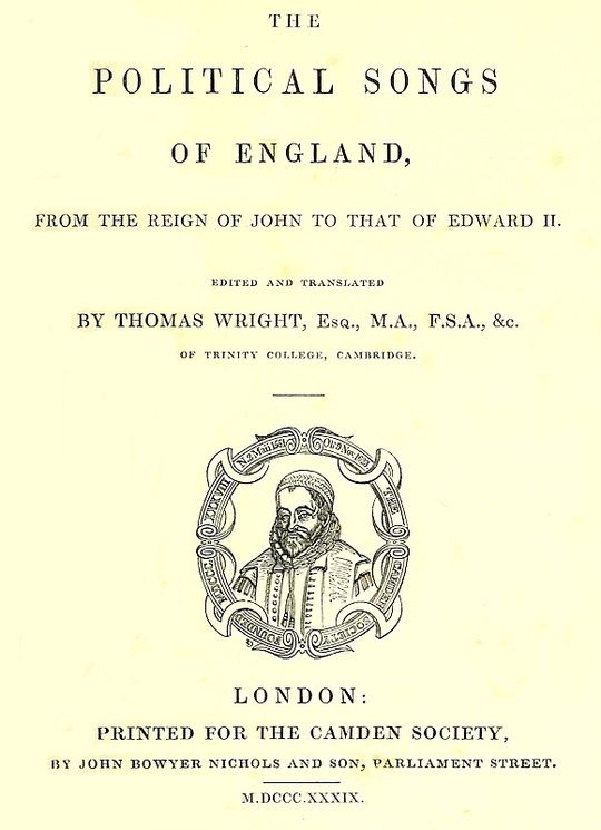 The Political Songs of England
From the Reign of John to that of Edward II
