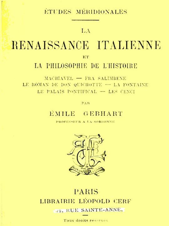 La Renaissance Italienne et la Philosophie de l'Histoire
