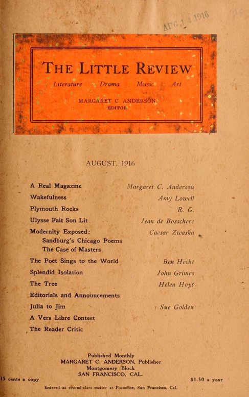 The Little Review, August 1916 (Vol. 3, No. 5)