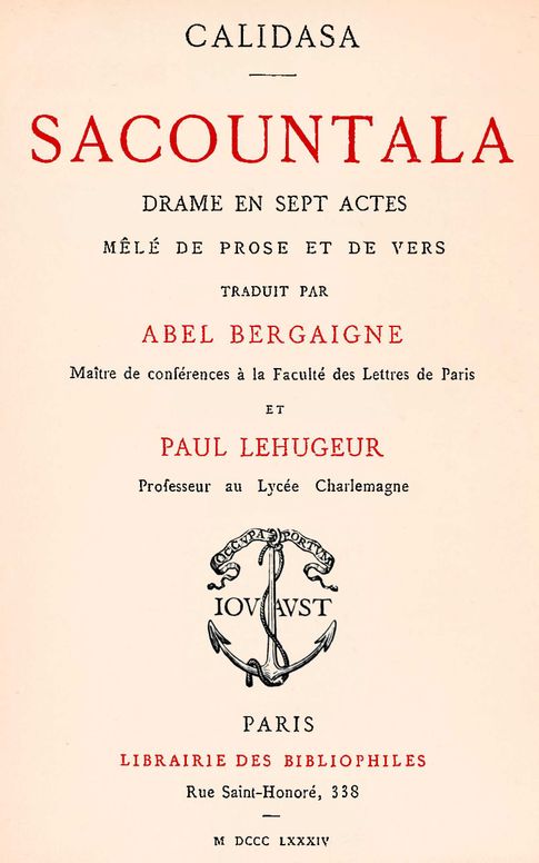 Sacountala, drame en sept actes, mêlé de prose et de vers