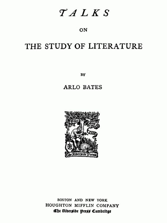 Talks on the study of literature.