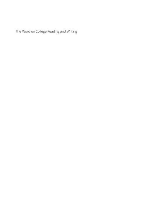 The Word on College Reading and Writing