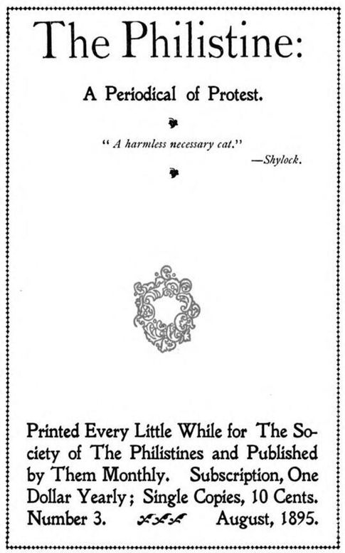 The Philistine: a periodical of protest (Vol. I, No. 3, August 1895)