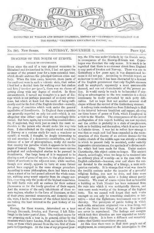 Chambers's Edinburgh Journal, No. 305 New Series, Saturday, November 3, 1849