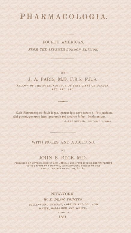 Pharmacologia / Fourth American from the Seventh London Edition