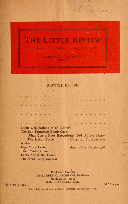 The Little Review, September 1916 (Vol. 3, No. 6)