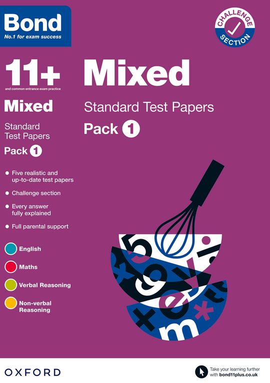 Bond 11+: Bond 11+ Mixed Standard Test Papers: Pack 1: Ready for the 2024 exam
