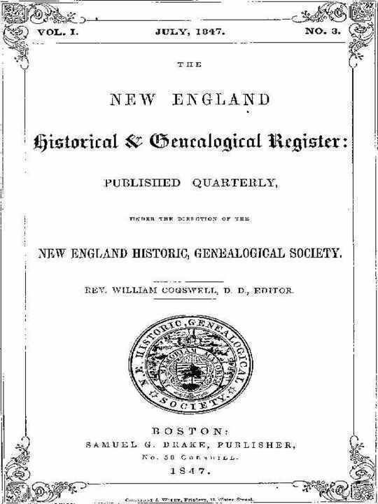 The New England Historical & Genealogical Register, Vol 1, No. 3