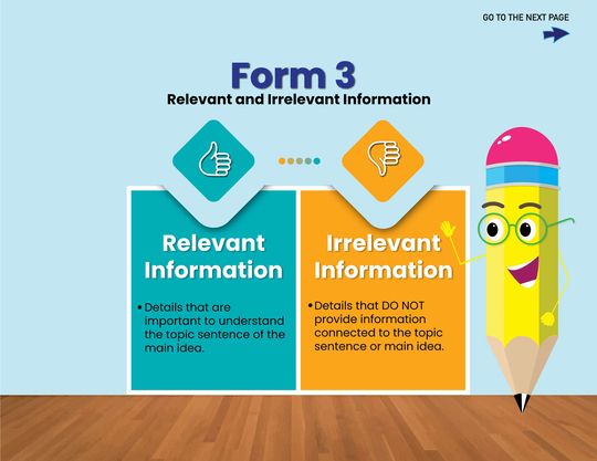 Form 3: Relevant and Irrelevant Information