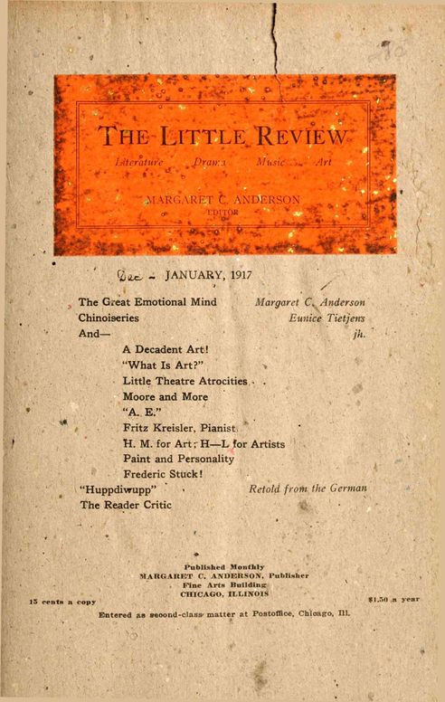 The Little Review, January 1917 (Vol. 3, No. 8)