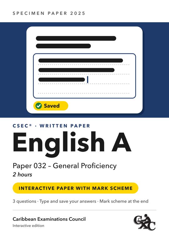 CSEC English A, Paper 01: Specimen Paper 2025 (interactive fixed-layout ...