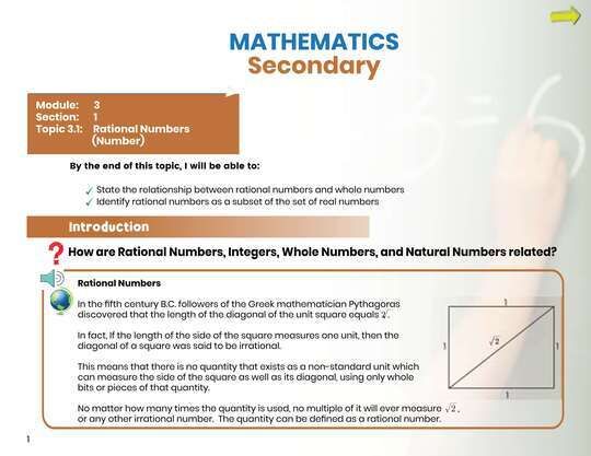 Mathematics Secondary Module 3 Section 1 Topic 3.1
