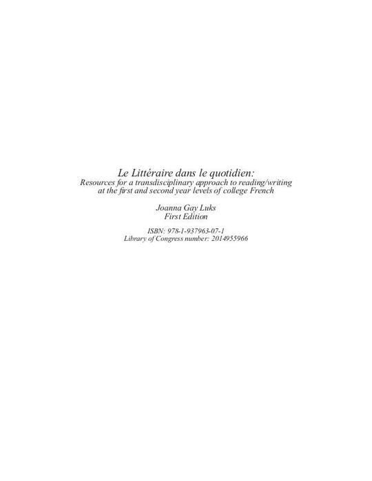 Le Littￃﾩraire dans le quotidien