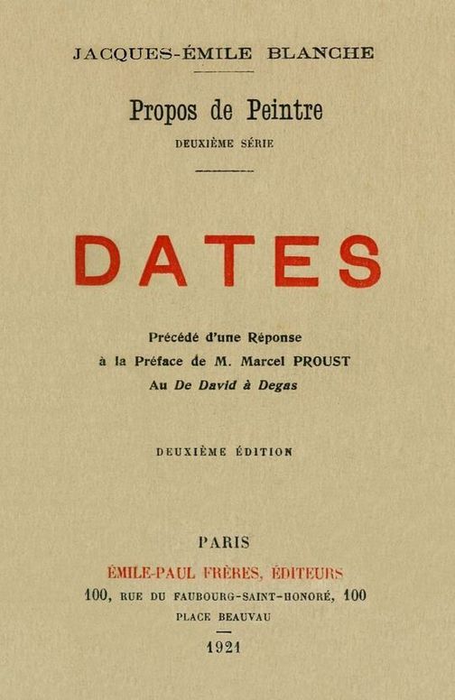 Propos de peintre, deuxième série: Dates
Précédé d'une Réponse à la Préface de M. Marcel Proust au
De David à Degas