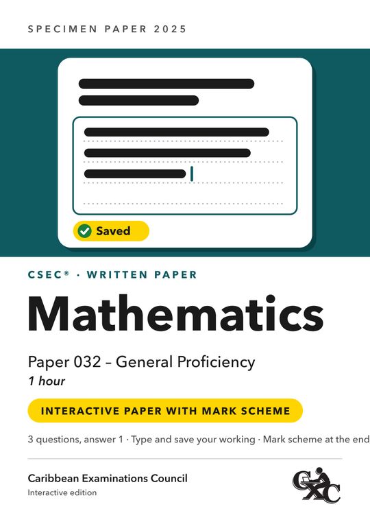 CSEC Mathematics, Paper 01: Specimen Paper 2025 (interactive fixed ...