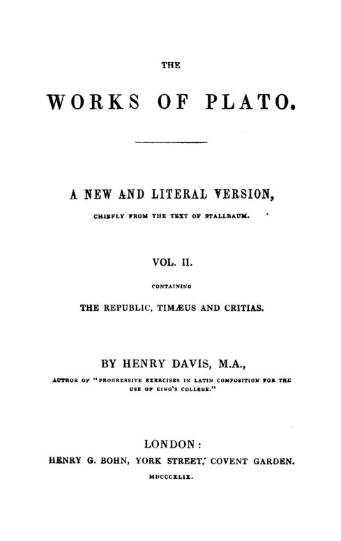The works of Plato (Vol. 2 of 6)