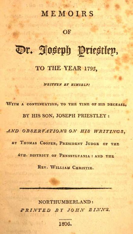 Memoirs of Dr. Joseph Priestley