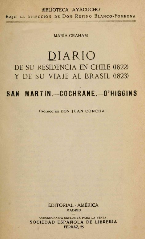 Diario de su residencia en Chile (1822) y de su viaje al Brasil (1823)