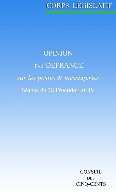 Opinion par Defrance, sur les postes et messageries