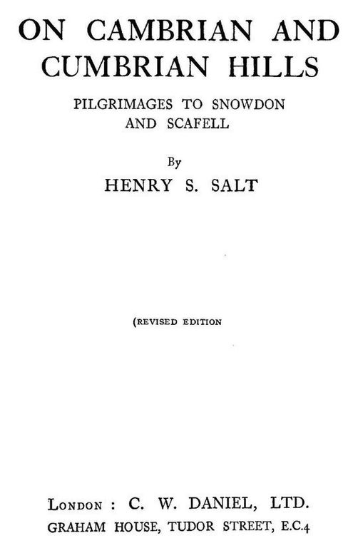 On Cambrian and Cumbrian Hills Pilgrimages to Snowdon and Scafell