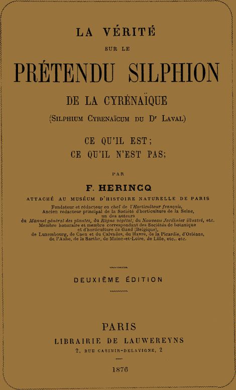La vérité sur le prétendu Silphion de la Cyrénaïque
