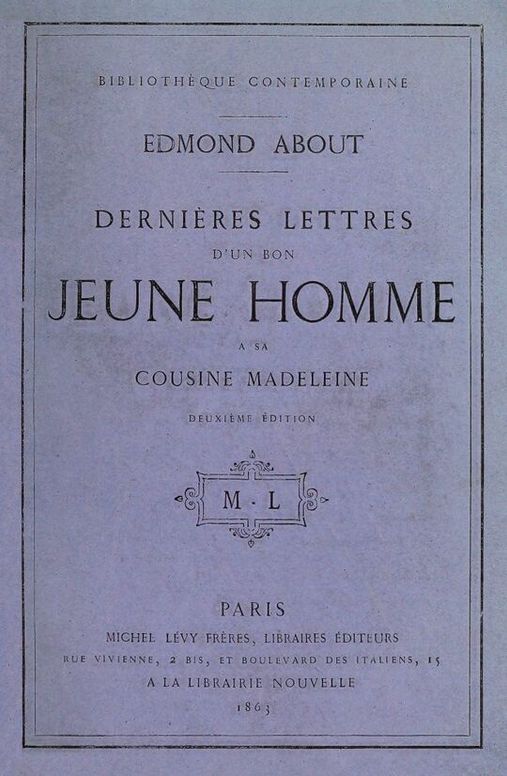 Dernières lettres d'un bon jeune homme à sa cousine Madeleine