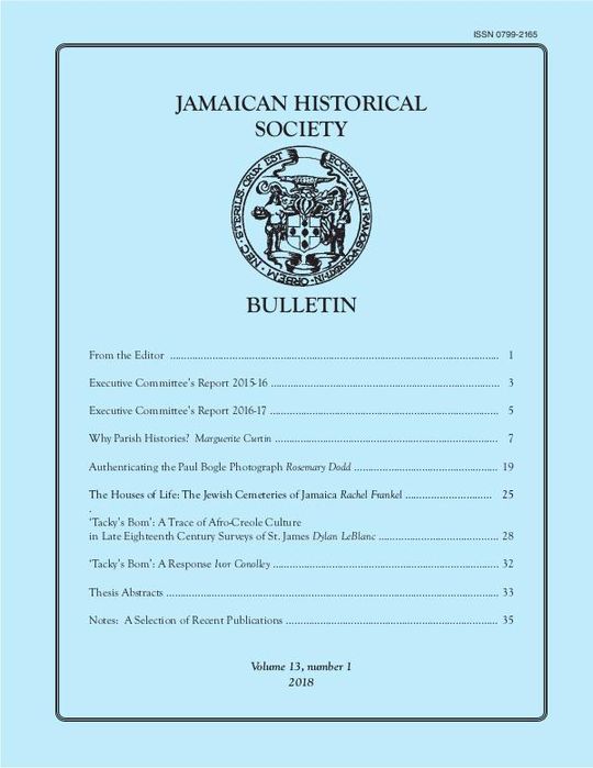 Jamaican Historical Society Bulletin, Vol. 13, No. 1