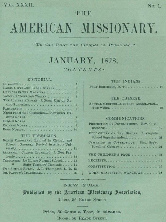 The American Missionary — Volume 32, No. 01, January, 1878