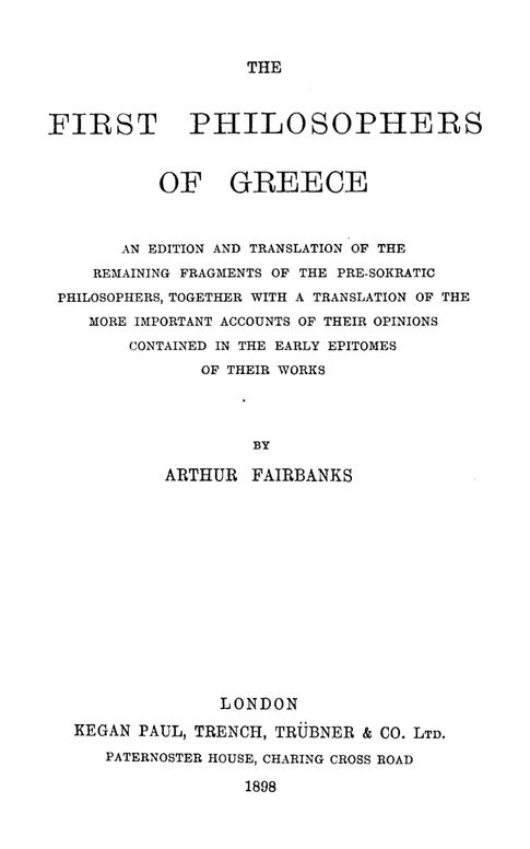 The first philosophers of Greece