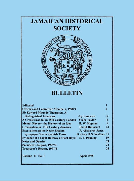 Jamaican Historical Society Bulletin, Vol. 11