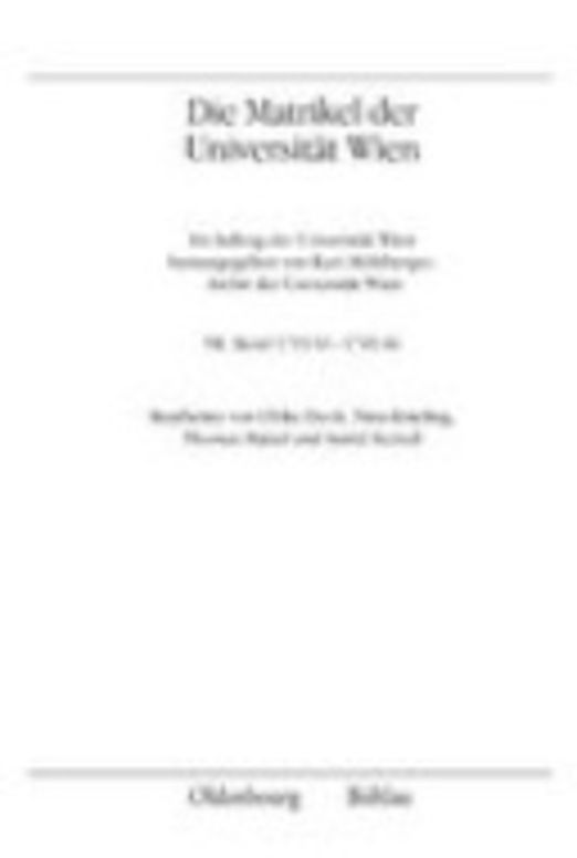 I. Abteilung: Die Matrikel der Universität Wien