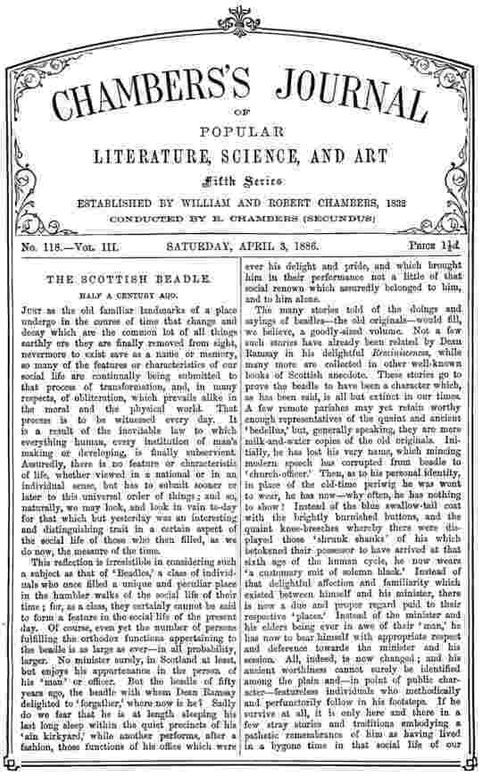 Chambers's Journal of Popular Literature, Science, and Art, fifth series, no. 118, vol. III, April 3, 1886