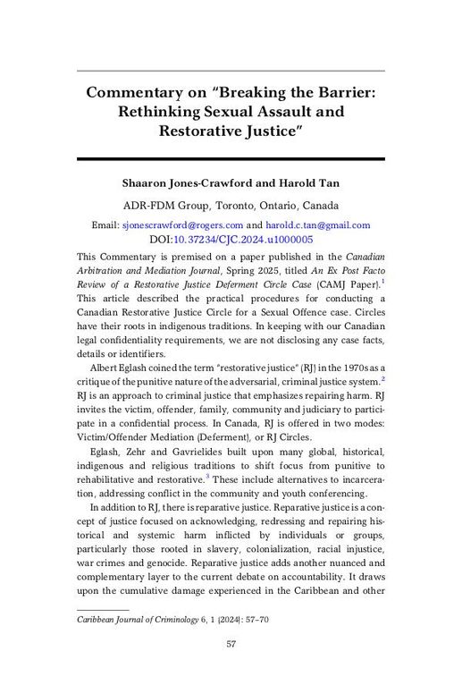 Breaking the Barrier: Rethinking Sexual Assault and Restorative Justice