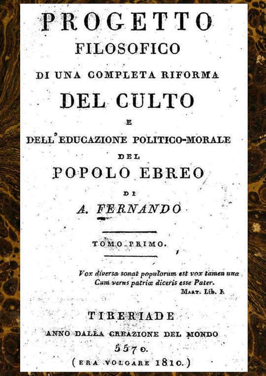 Progetto filosofico di una completa riforma del culto e dell'educazione politico-morale del popolo ebreo