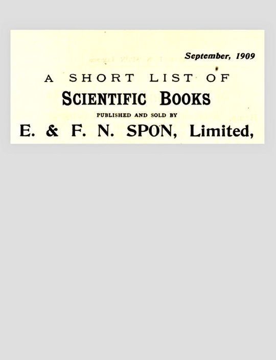 A Short List of Scientific Books Sept. 1909